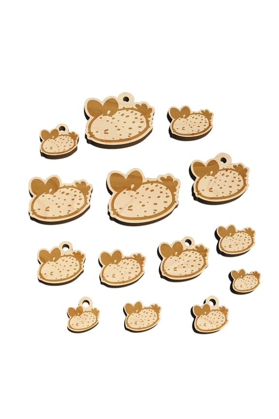 Kawaii Sea Bunny Slug Wood Mini Charms Shapes DIY Craft Jewelry - With Hole - 12mm (26pcs)