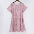 thumbnail image 4 of longantii Midi Dresses for Women Casual Crew Neck Flowy Swing Dress Casual A Line Short Sleeve Summer Beach Dresses Loose Elegent Tea Party Dress Pink M, 4 of 5