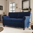 thumbnail image 3 of 57" Loveseat Sofa, Mid Century Modern Corduroy Couch with Thick Cushion, 2 Seater Small Sofa for Living Room Bedroom Apartment Office, Blue, 3 of 9