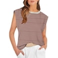 thumbnail image 2 of HADST Women's Cap Sleeve Tank Top Casual Summer Striped Tops Loose Fit Basic Round Neck T-Shirt, 2 of 3