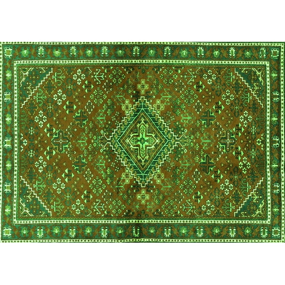 Ahgly Company Indoor Rectangle Persian Green Traditional Area Rugs, 8' x 12'