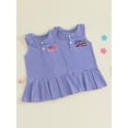 thumbnail image 3 of BemeyourBBs Kids Toddler Baby Girl 4th of July Dress Outfit Patriot Independent Day Clothes Baby Girl Fourth ofJuly Outfit Sleeveless Doll Collar USA America Flag Embroidery Striped Summer Dress, 3 of 9