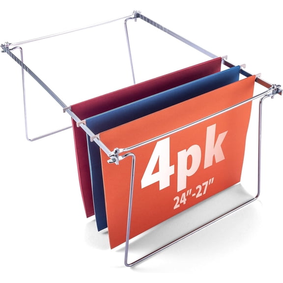Hanging File Frame, 24-27, Letter Size, Steel, 4 Sets