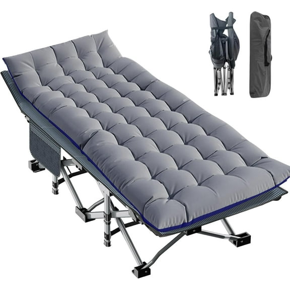 LILYPELLE Oversized XXL Folding Camping Cot, 78" L x 32" W x 18" H Heavy Duty Sleeping Cots with Carry Bag, Double Layer Oxford Portable Travel Camp Cots for Home, Office Nap and Outdoor Beach