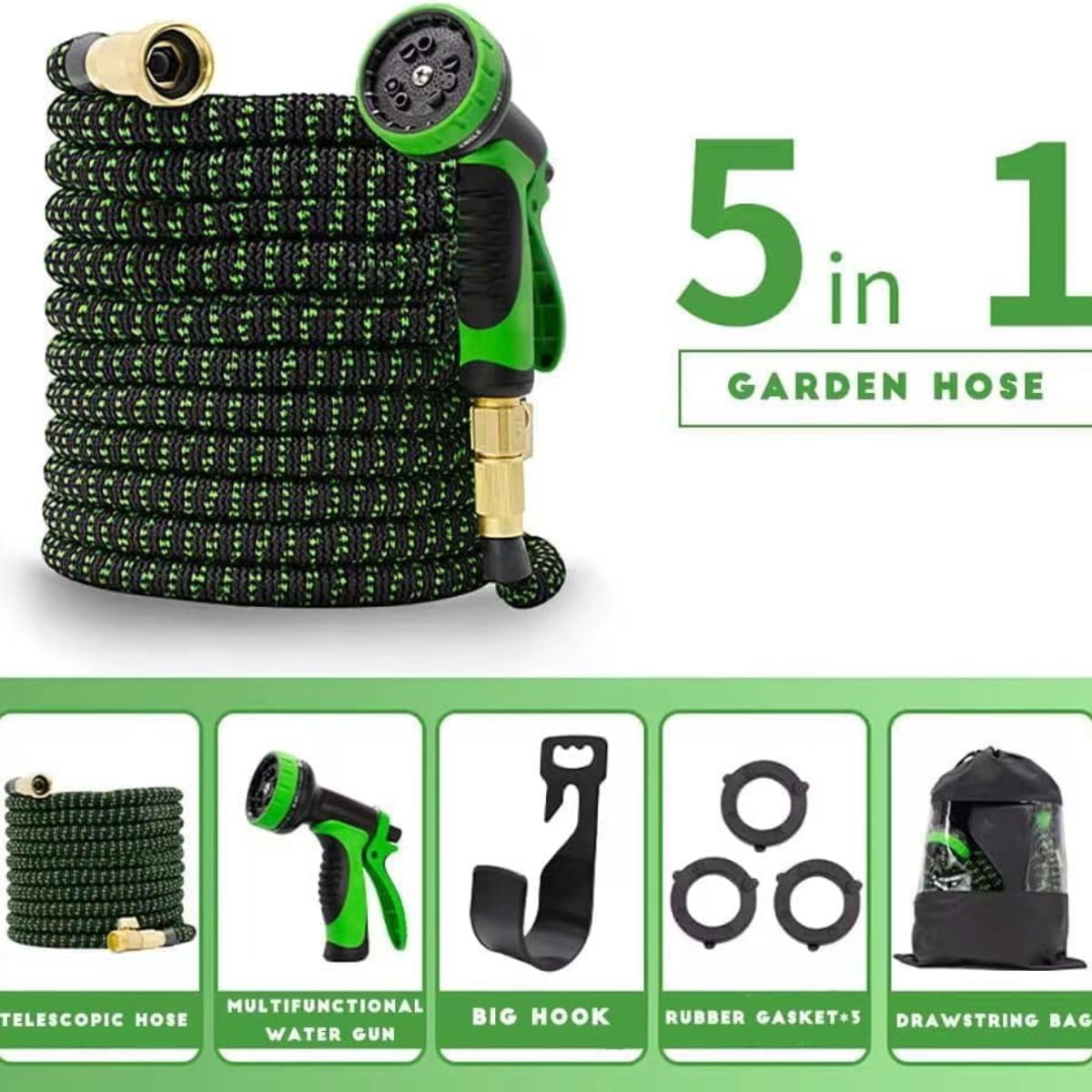 Garden Hose 50ft Kink-Free Expandable Water Hose Upgraded Leakproof Lightweight 50ft Garden Hose for Outdoor