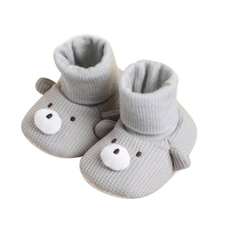 

Toddler Shoes Winter Children Baby Boys Girls Floor Socks Shoes Warm Comfortable Shoes Solid Color Cartoon Bear Pattern
