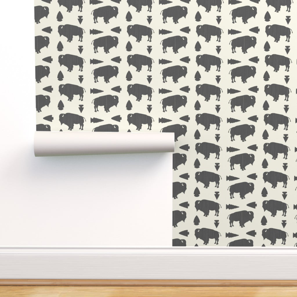 Removable Water-Activated Wallpaper Southwest Buffalo Southwestern Bison Animals