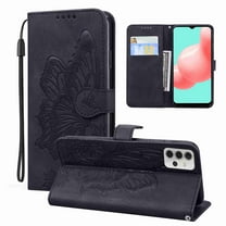 Dteck Galaxy A32 5G Wallet Case, [Butterfly & Flower Embossed] PU Leather Wallet Case Flip Protective Phone Cover with Card Slots and Kickstand for Samsung Galaxy A32 5G, Black