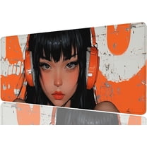 Cool Girl Mouse Pad Large Retro Anime Girl Graffiti Mousepad XL Large Gaming Mouse Pad Laptop Keyboard Mat Desk Pad Office Computer Keyboard Laptop Home, 31.5x11.8 Inch
