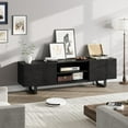 thumbnail image 7 of Garvee Industrial TV Stand for 80 Inch TV, Modern Black Wood Entertainment Center with 2 Drawers, Heavy Duty Metal Legs, Open Storage, Media Console Table, 7 of 7