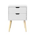 thumbnail image 7 of Resenkos Side Table with 2 Drawer and Rubber Wood Legs,Modern Storage Cabinet for Bedroom Living Room,White, 7 of 7