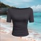 thumbnail image 4 of Tops Casuales sin Mangas para Mujeres Camiseta de Moda Blusa Elasticidad Suelta Cuello Redondo Tops de Color Sólido para Mujeres, 4 of 5