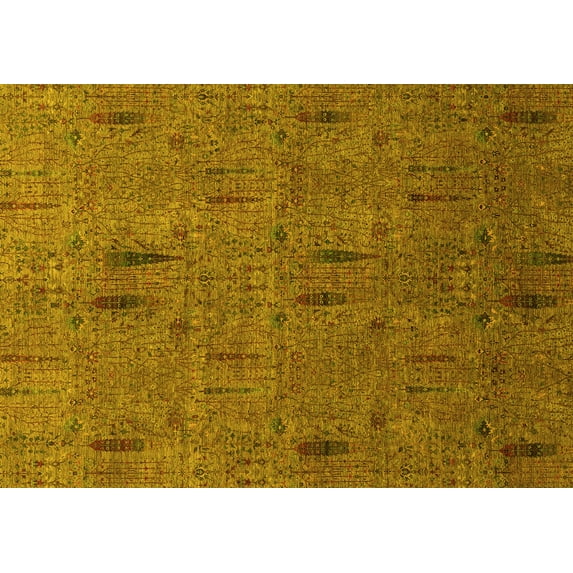 Ahgly Company Machine Washable Indoor Rectangle Abstract Yellow Modern Area Rugs, 2' x 4'