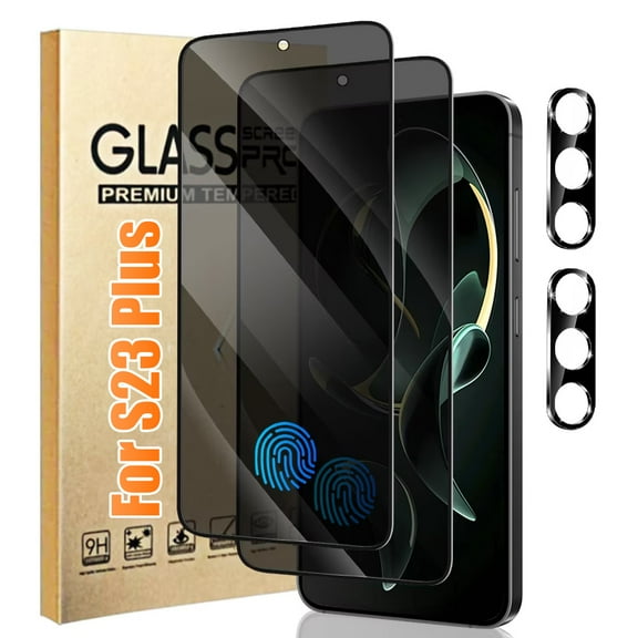 2 Pack Samsung Galaxy S23 Plus Screen Protector | Anti-Glare | Fingerprint Unlock | 9H Tempered Glass | 6.6 Inch | Easy Installation Kit | 2 Pack Camera Lens