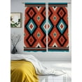 thumbnail image 3 of Aztec Tribe Sheer Curtains 72 Inches Long 2 Panels Red Blue Yellow Abstract Vintage Geometric Light Filtering Semi Sheer Window Curtains Drapes for Bedroom Living Room 52"x72", 3 of 7