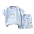 thumbnail image 3 of Swuxness Toddler Casual Short Sleeve 2 Piece Sets, Kids Summer Outfit Sets, Children's Summer Printed Short Sleeved Round Neck T-shirt+shorts Two-piece Set Multicolor, 1-2 Years, 3 of 4