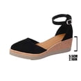 thumbnail image 7 of Rokment Espadrilles Wedge Sandals for Women Ladies 2026 Fashion Casual Suede Pointed Closed Toe Platform Ankle Strap Summer Fall Dressy Shoes Black Size 6, 7 of 7
