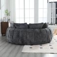 thumbnail image 6 of LUCKHAO 81.1" W Oversized Round Chaise Lounge Chair, Upholstered Chenille Barrel Chair with 14 Pillows, Comfy Cloud Loveseat Recliner for Reading, Living Room, or Bedroom (Light Grey), 6 of 6