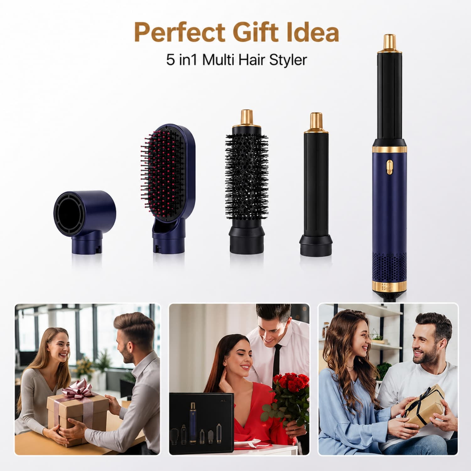 5-in-1 Professional Hair Dryer Brush Set, 110,000 RPM Negative Ionic Hot Air Brush for Drying, Curling & Volumizing