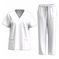 thumbnail image 6 of LYMAYTER V-Neck Medical Uniform Solid Color Nurse Uniform for Women Multiple Colors Comfort Set for S-2XL, 6 of 6