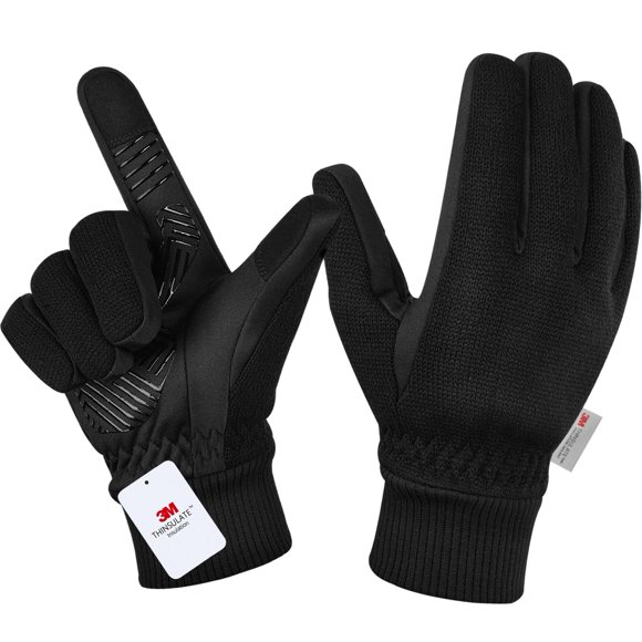 Guantes de invierno MOREOK Thinsulate con pantalla táctil, negros, talla L