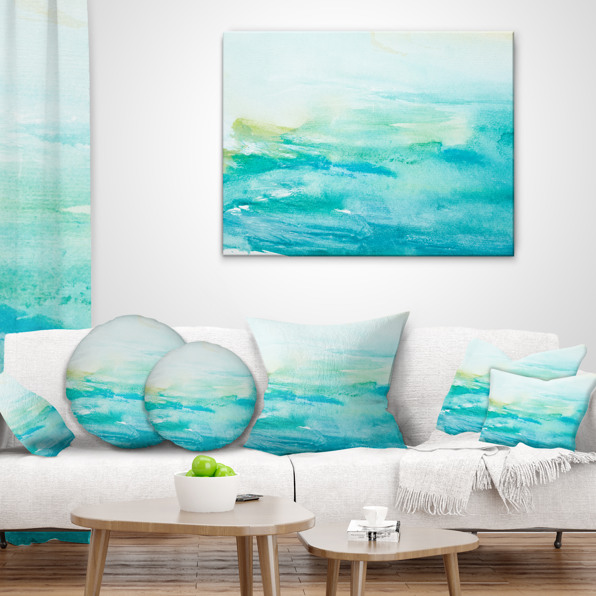 Designart Abstract Sea Close up - Abstract Throw Pillow - 12x20