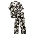 thumbnail image 6 of Womens Halloween Pajamas Satin Loungewear Short Sleeve Top with Long Pants Soft Nightwear Ensemble Pajamas for Women Black XXL, 6 of 7