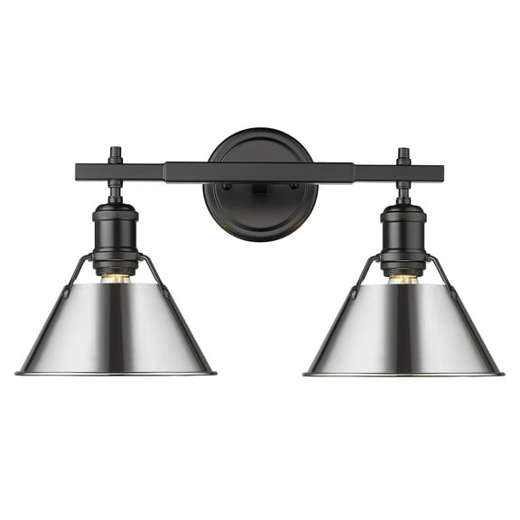 Yep by Golden Lighting Orwell 2-light Vanity in Matte Black and Chrome shade