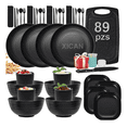thumbnail image 1 of 89pzs Vajilla Juego Negro Cocina Paja Trigo C/ Tabla Picar Xtellar negro, 1 of 3
