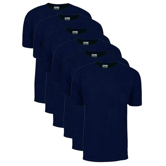 6 Pack Shaka Wear Men's Max Heavyweight Short Sleeve Crew Neck T-Shirt - Navy - Small