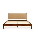 thumbnail image 6 of Selena 43" King Bed Frame, Handcrafted Paper Cord Headboard, Mid-Century, Solid Wood, Choco, 6 of 16