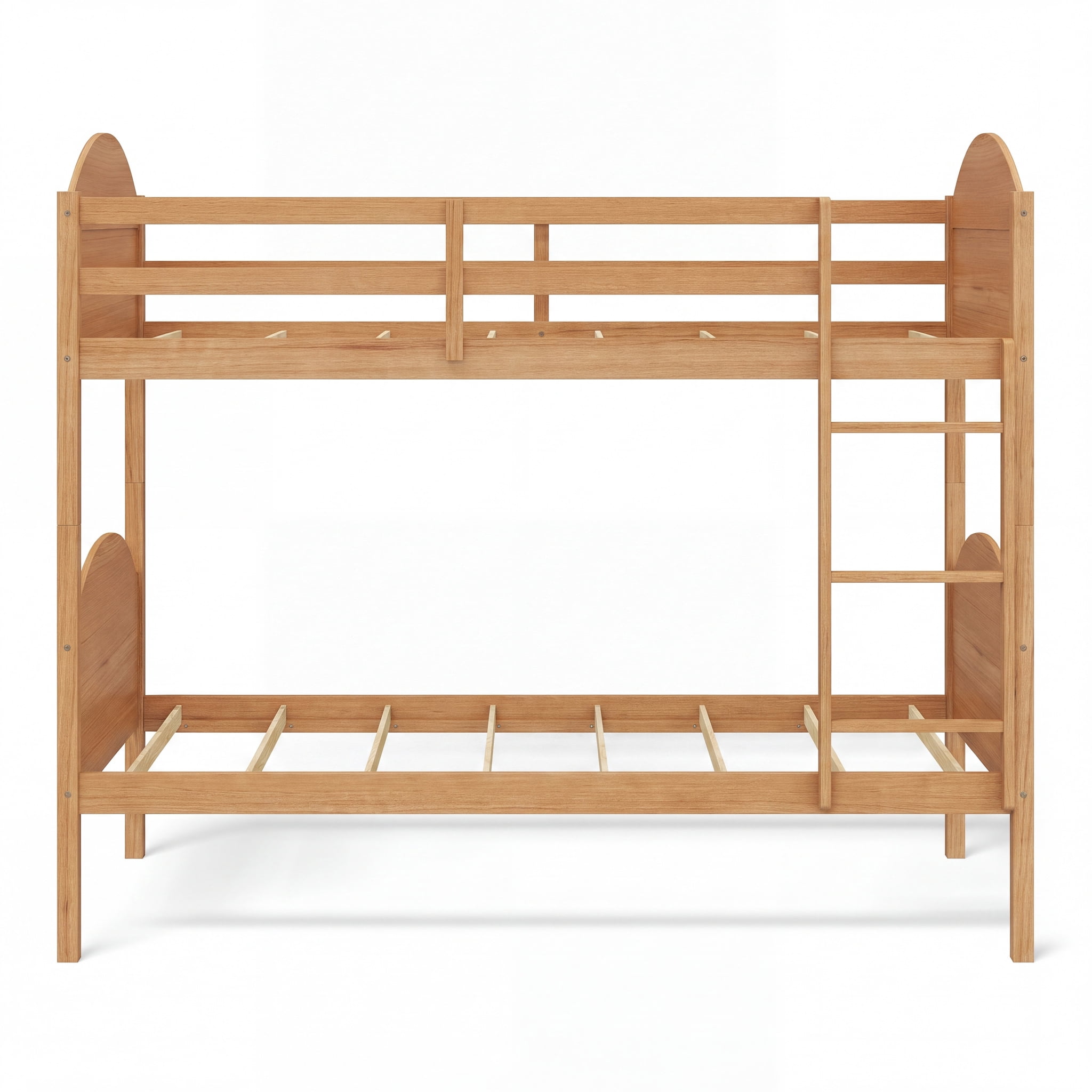 Mainstays Kids Twin-over-Twin Wood Bunk Bed, Natural Teak