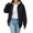 Black, variant on Women Women Lined Zip Up Hooded Jacket Raglan Long Sleeve Warm Lined Hoodie Coat with Side Pockes Outerwear Green 3XL