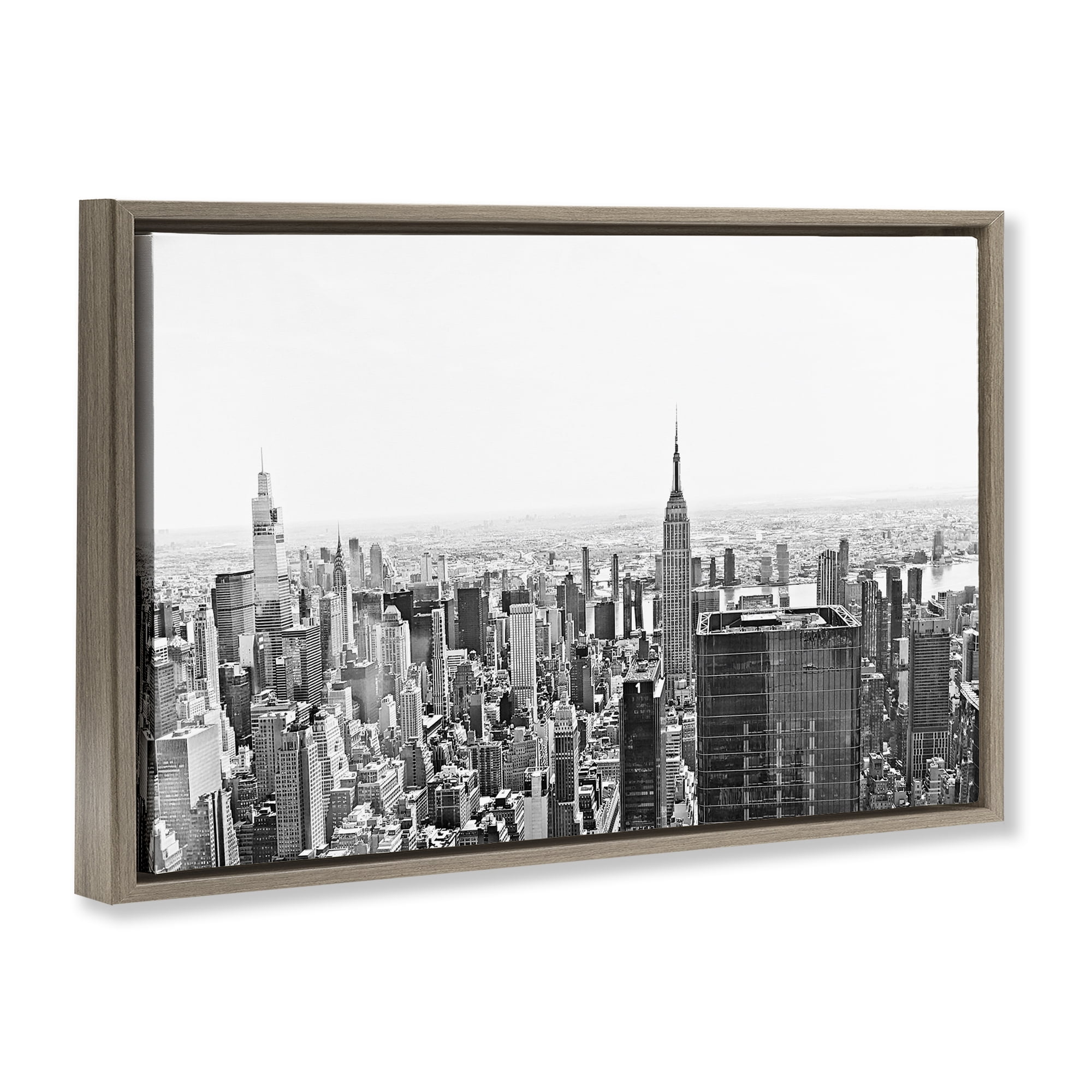 Stupell Industries New York City Scape View Brown Framed Floater Canvas Wall Art, design by Kali Wilson