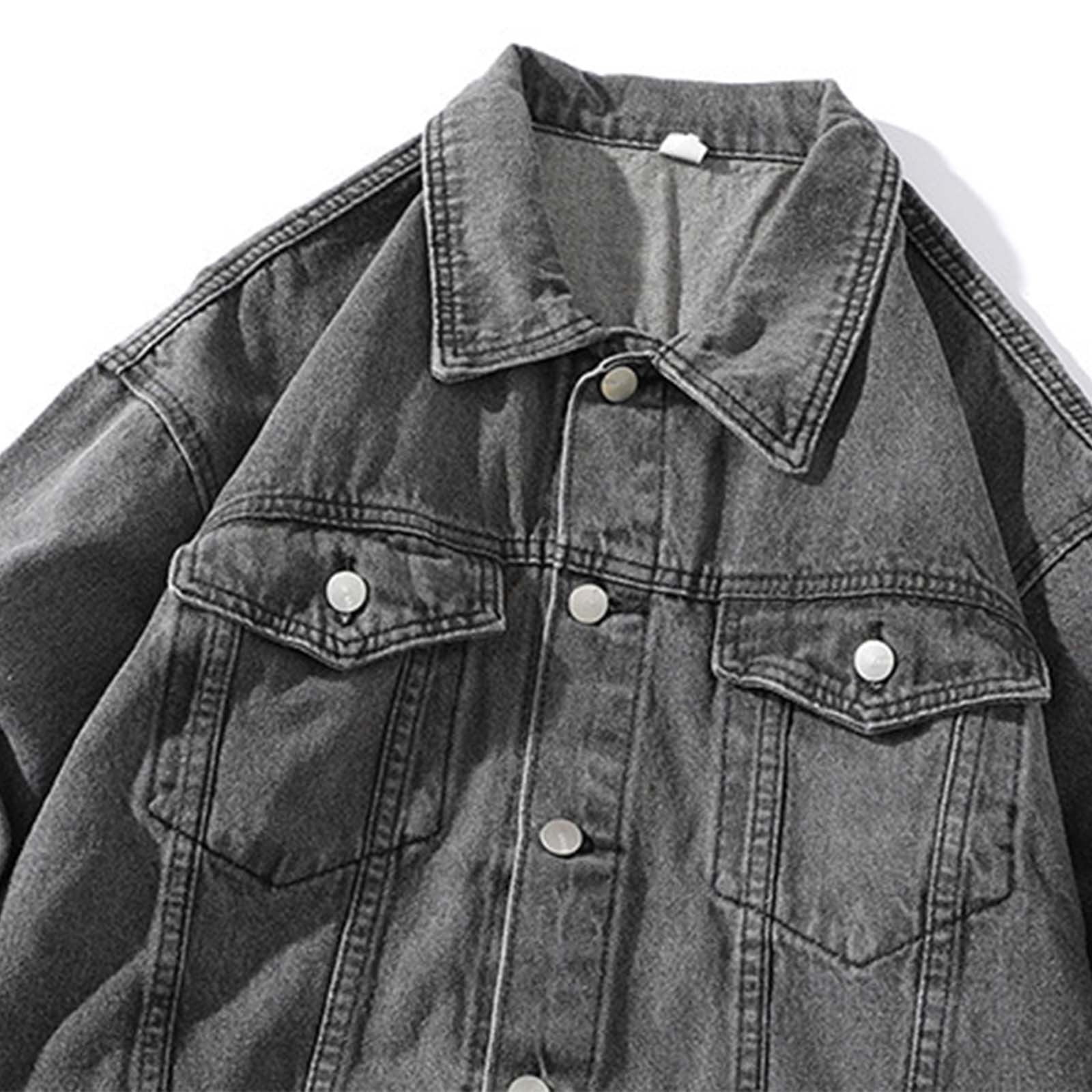Hontri Men's Denim Jackets Men's Autumn Winter Casual Long Hontri Men's Denim Jackets Men's Autumn Winter Casual Long