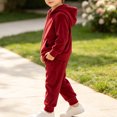 thumbnail image 4 of ZACPNCV Kids Velour Tracksuit Boys Girls Full Zip Hoodies And Jogger Pants Solid Soft Velvet Fall Winter Warm 2 Piece Outfit with Pockets 15-24Months, 4 of 9