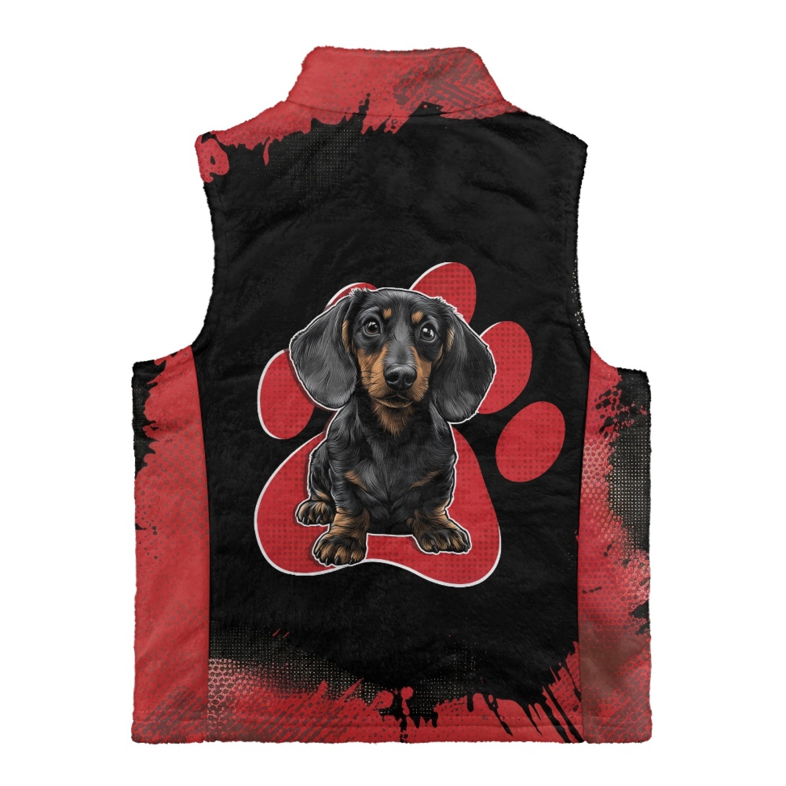 Xoenoiee Dachshund Paw Print Vest Zip Up Jacket Sleeveless Stand Collar with Pockets Toddler Boys Fleece Vest Fall Winter Warm Outerwear, Size 11-12 Years