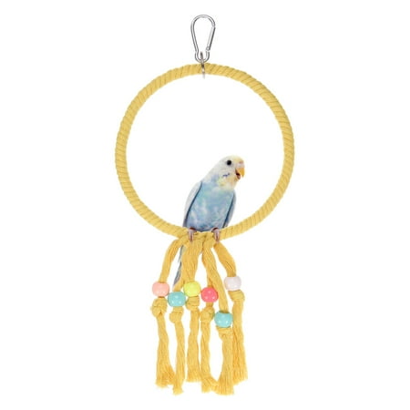 Uxcell Bird Rope Perch Swing Bird Rope Ring Perch 14 Inch, Yellow