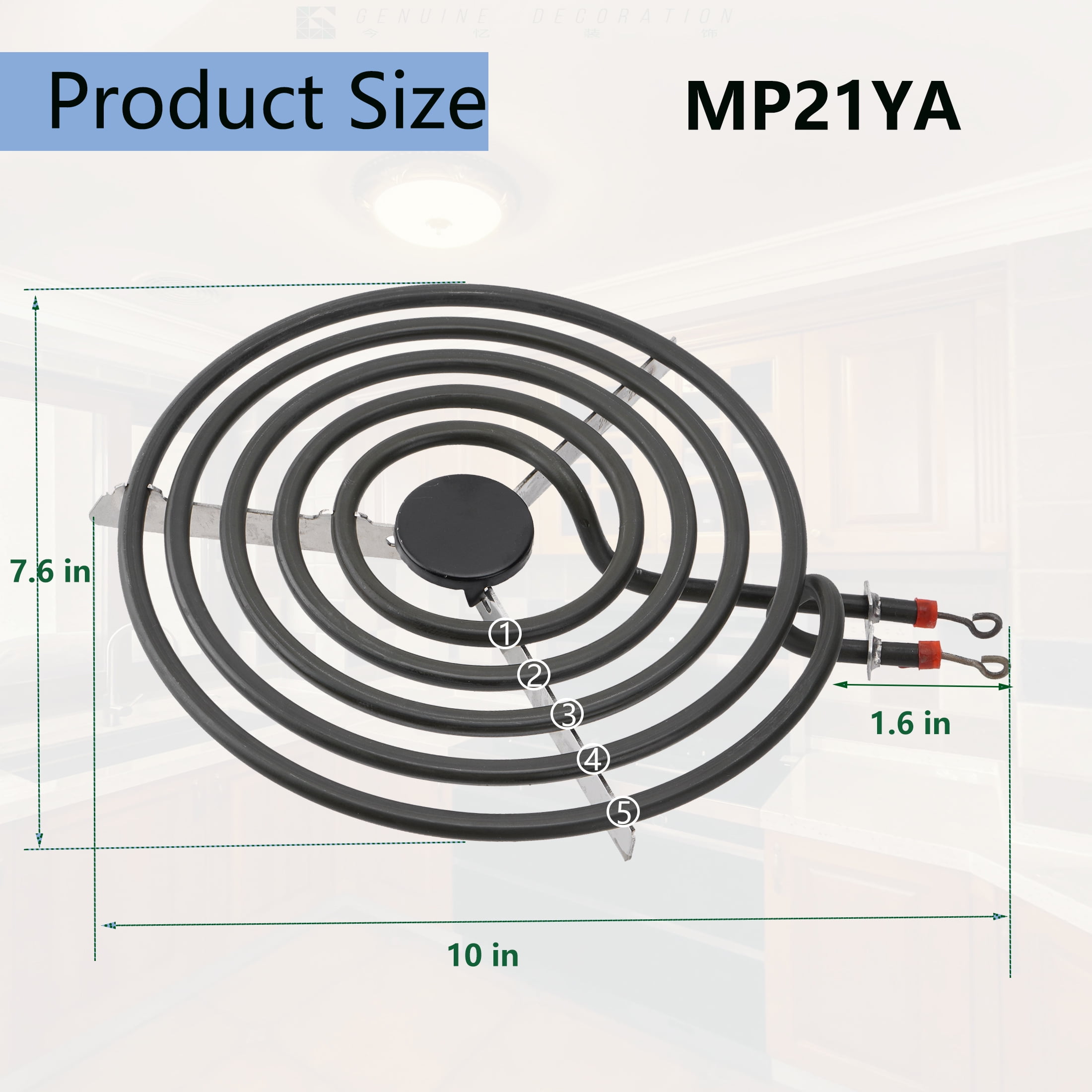 MP21YA 8" Electric Range Burner Element Replacement Set & Drip Pans W102903530 Fit for Whirlpool Amana Maytag Electric Stove Burner Element