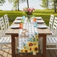 thumbnail image 4 of Table Runners 72 Inches Long Dress Scarves, Sunflower Farmhouse Kitchen/Dining Table Runner, Coffee Tablerunners, Summer Botanical Checkered Yellow Floral 13x72 Inch, 4 of 9