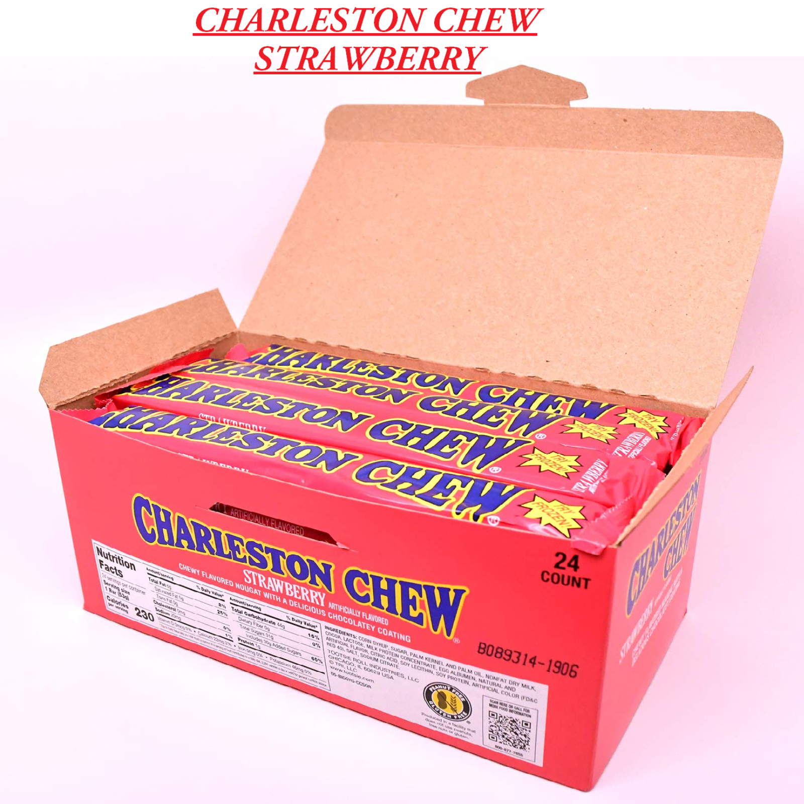 Charleston Chew Strawberry, 1.875 Oz. Bars (Pack of 24)