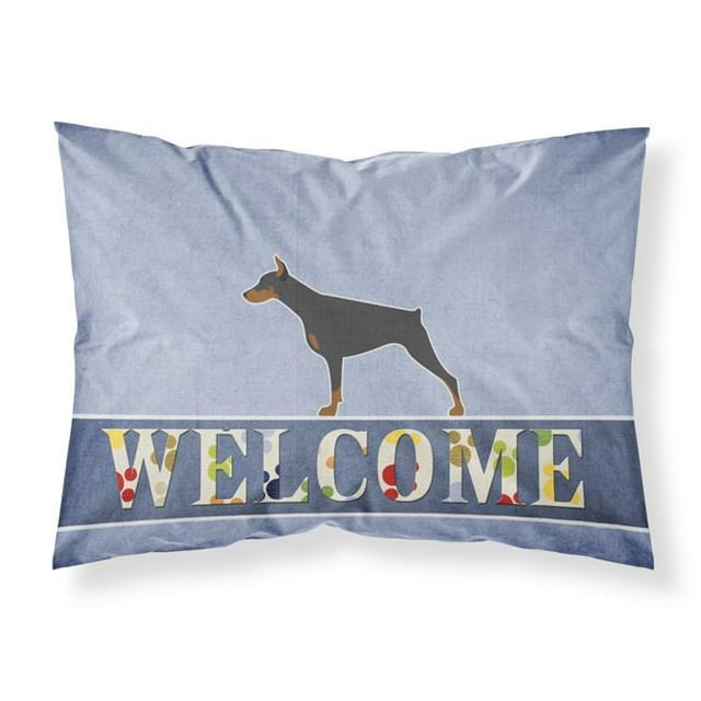 Carolines Treasures BB5564PILLOWCASE Doberman Pinscher Welcome Fabric Standard Pillowcase