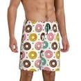 thumbnail image 2 of Uemuo Colorful Donuts Pattern Men's Short Pajama Pants – Soft & Breathable Lounge Shorts, Elastic Waistband with Pockets, Lightweight Sleepwear for All-Season Comfort-Medium, 2 of 6