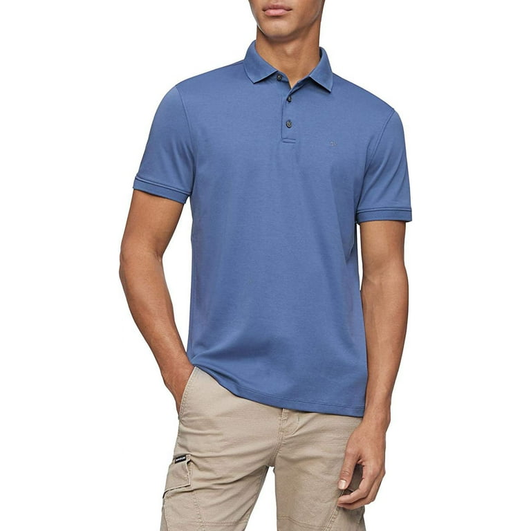 Calvin Klein Liquid Cotton Men's Polo Shirt, Snorkel Blue, Size