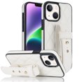 thumbnail image 1 of ELEHOLD Luxury Leather Case for iPhone 14 Plus Premium Leather Case with Adjustable Non-Slip Wristband Full Body Case Shockproof protective Cover for Women Girls,white, 1 of 8
