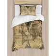 thumbnail image 3 of Vintage Duvet Cover Set Queen Size, Dated Old Map of Ancient World Historic Geography Theme Antique Grungy Design Print, Decorative 3 Piece Bedding Set with 2 Pillow Shams, Multicolor, by Ambesonne, 3 of 3