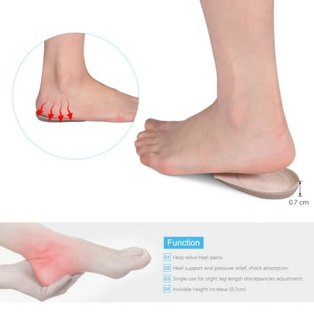Gel Heel Lifts for Shoes Bone Spur Relief Cushion Self-adhesive Half Inserts Heel Cups Foot Pads Ankle Support Insoles for Plantar Fasciitis (2 Pairs Small