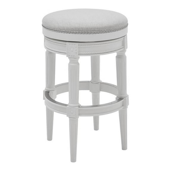 Pemberly Row 31" Backless Wood Bar Height Swivel Stool in White