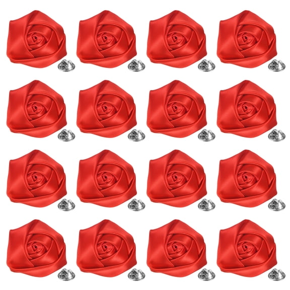 16-Pack Lapel Pin for Men Suits, 1.97" Flower Boutonnieres Brooch Pins [Red]