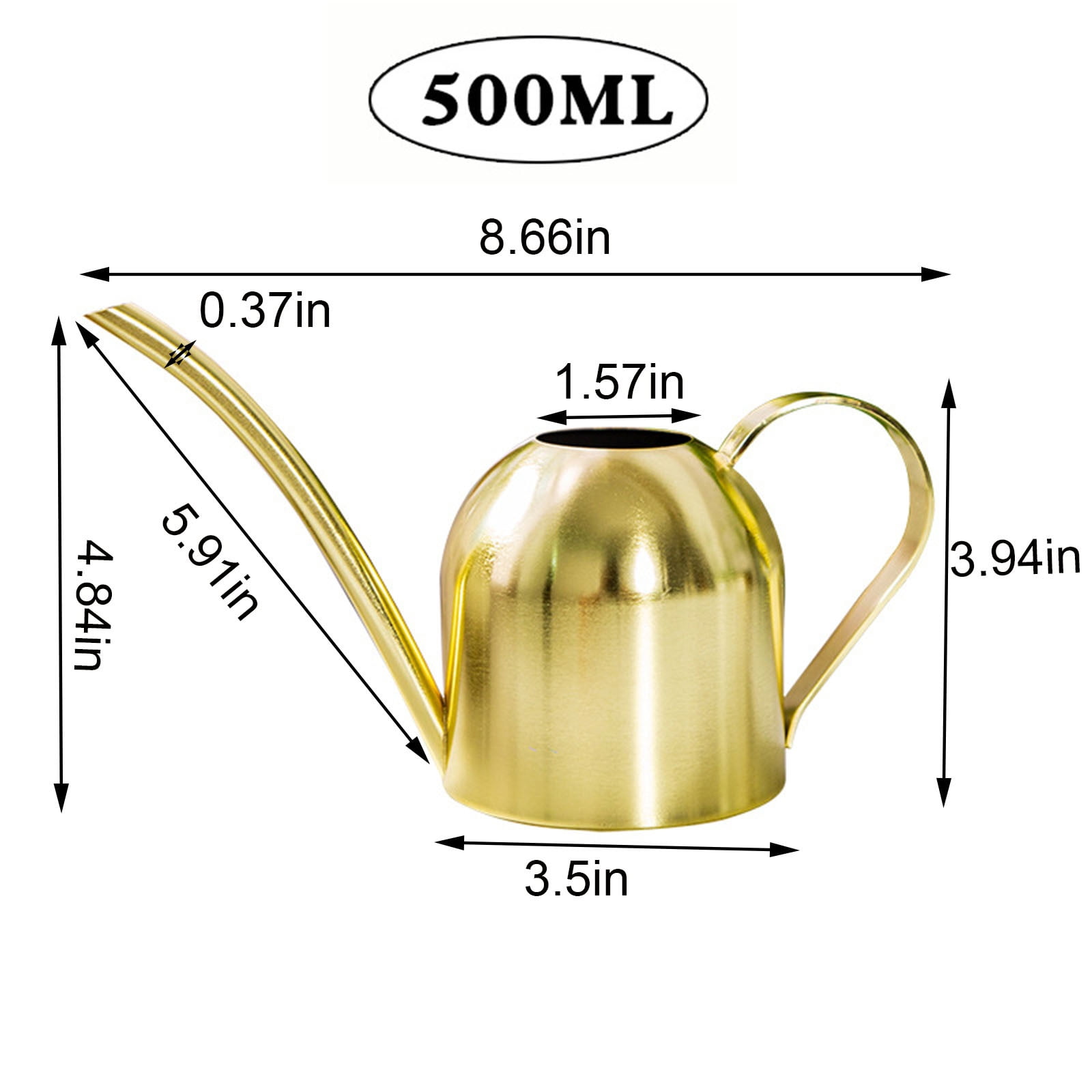 Fridja 500ML Small Metal Watering Can With Long Spout To Prevent Spillage, Perfect Plant For Outdoor And Indoor Plants